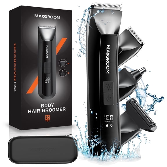 Manscape Dual-Speed 3 In 1 Body & Pubic Hair Trimmer for Men, IPX7 Waterproof Ball & Groin Shaver with LED Light, Electric Razor with Travel Pouch & USB Rechargeable, Gifts for Dad Husband Boyfriend
