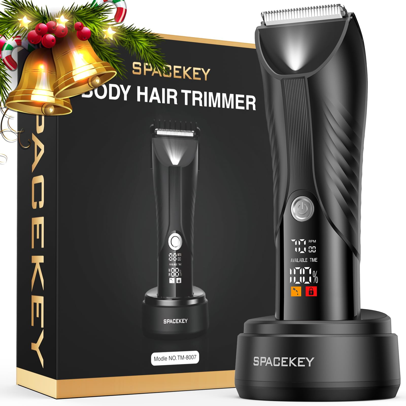 Manscape Electric Body Hair Trimmer - IPX7 Waterproof Ball Trimmer for Men with LED Light, Wet/Dry Groomer, USB-C Rechargeable, Travel Bag Included - Men's Pubic, Groin and Body Shaver C80