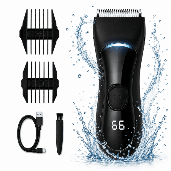 Manscape Groin & Body Hair Trimmer for Men Waterproof Pubic Hair Shaver & Ball Groomer with LED Light No-Nick Ceramic Blade, 90-Min Runtime, Cordless Wet/Dry Clipper for Sensitive Skin