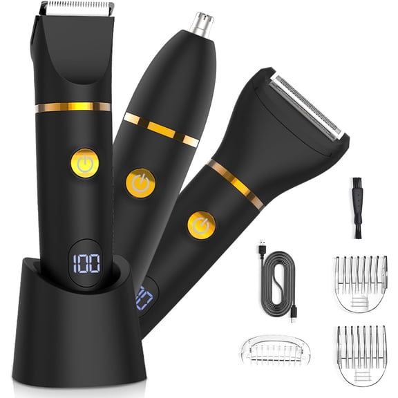 Manscape Hair Trimmer for Men: Pubic Hair Trimmer, 3 in 1 Versatile for Groin,,Beard,Nose, Groomer with Ceramic , Mens Gifts
