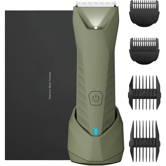 Manscape Trimmer for Men Ball/Pubic/Groin, Hair Trimmer, Replaceable Ceramic Heads, for Wet/Dry Use,Standing Recharge Dock,90 Minutes Shaving After Charged()