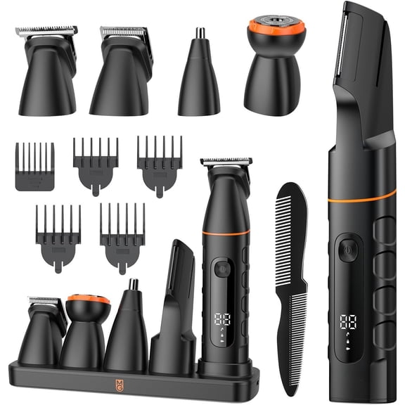 Manscape -in-One  & Pubic Hair Trimmer for Men, No-Nick Groin & Ball ,  Mens Electric  Kit with LED Display, USB Rechargeable (Black)