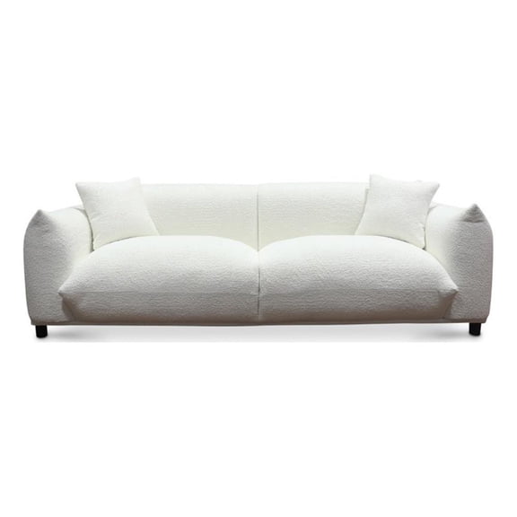 Mansen Mid Century Modern Luxry Tight Pillow Back French Boucle Couch in Cream