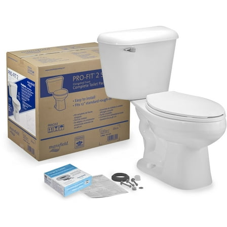 Mansfield 135Ctk Pro-Fit 1.6 Gpf Two-Piece Elongated Toilet Complete Kit - White