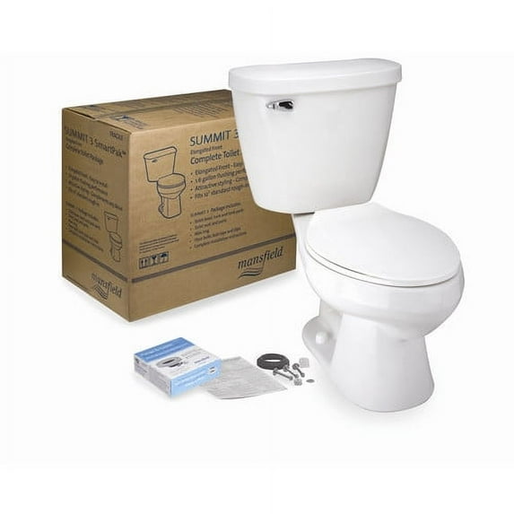 Mansfield 384Ctk Summit 1.6 Gpf Two-Piece Elongated Comfort Height Toilet Complete Kit -