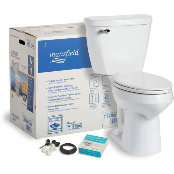 Mansfield 384Ctk Summit 1.6 Gpf Two-Piece Elongated Comfort Height Toilet Complete Kit -