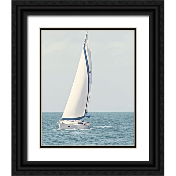 Mansfield, Kathy 20x24 Black Ornate Wood Framed with Double Matting Museum Art Print Titled - Sailboat in the Ocean