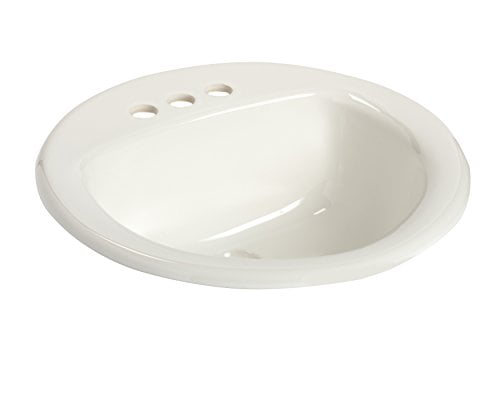 White Round Ceramic Drop-In Bathroom Sink with Overflow