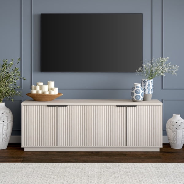Mansfield Rectangular TV Stand for TV's up to 78" in Alder White