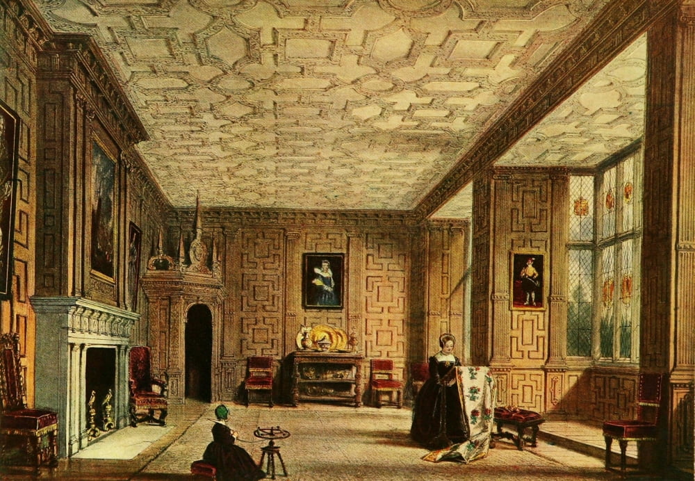 Mansions of England 1912 Broughton Castle drawing room Canvas Art - Joseph Nash (24 x 36)