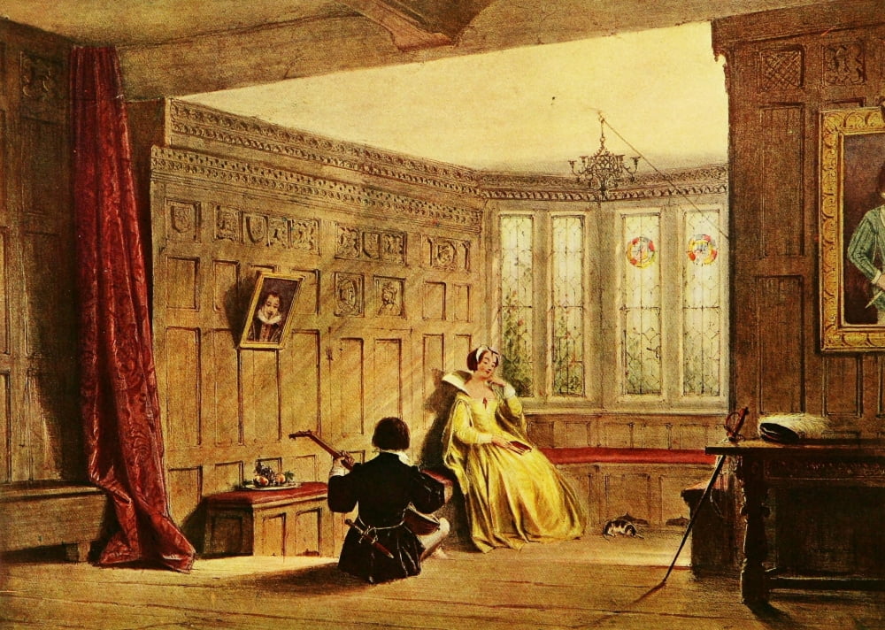 Mansions of England 1912 Haddon Hall dining room Canvas Art - Joseph Nash (18 x 24)