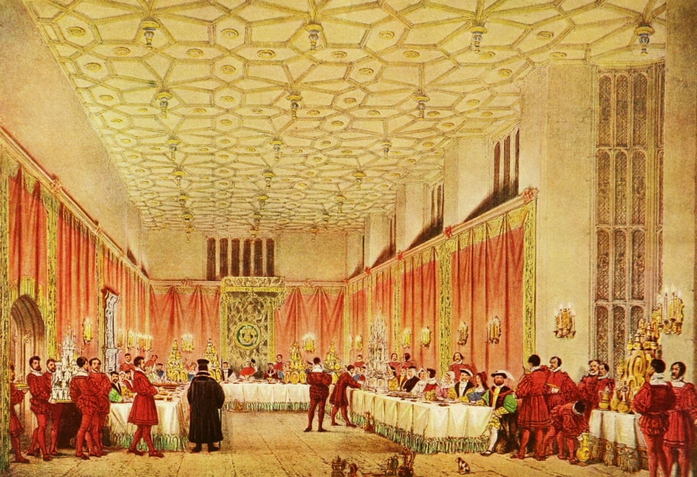 Mansions of England 1912 Hampton Court Presence chamber Canvas Art - Joseph Nash (18 x 24)