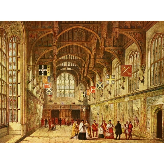 Mansions of England 1912 Hampton Court, hall Poster Print by Joseph Nash (24 x 36)