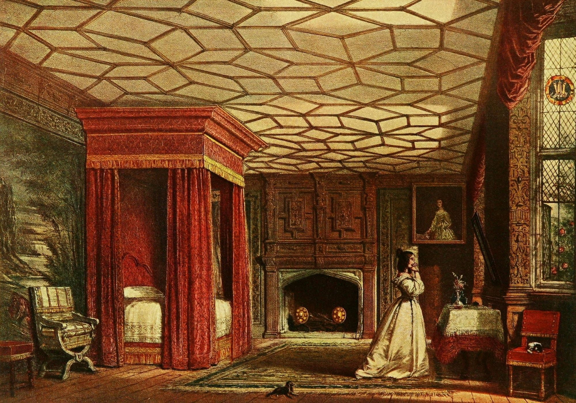 Mansions of England 1912 Knole bed-chamber Canvas Art - Joseph Nash (18 x 24)