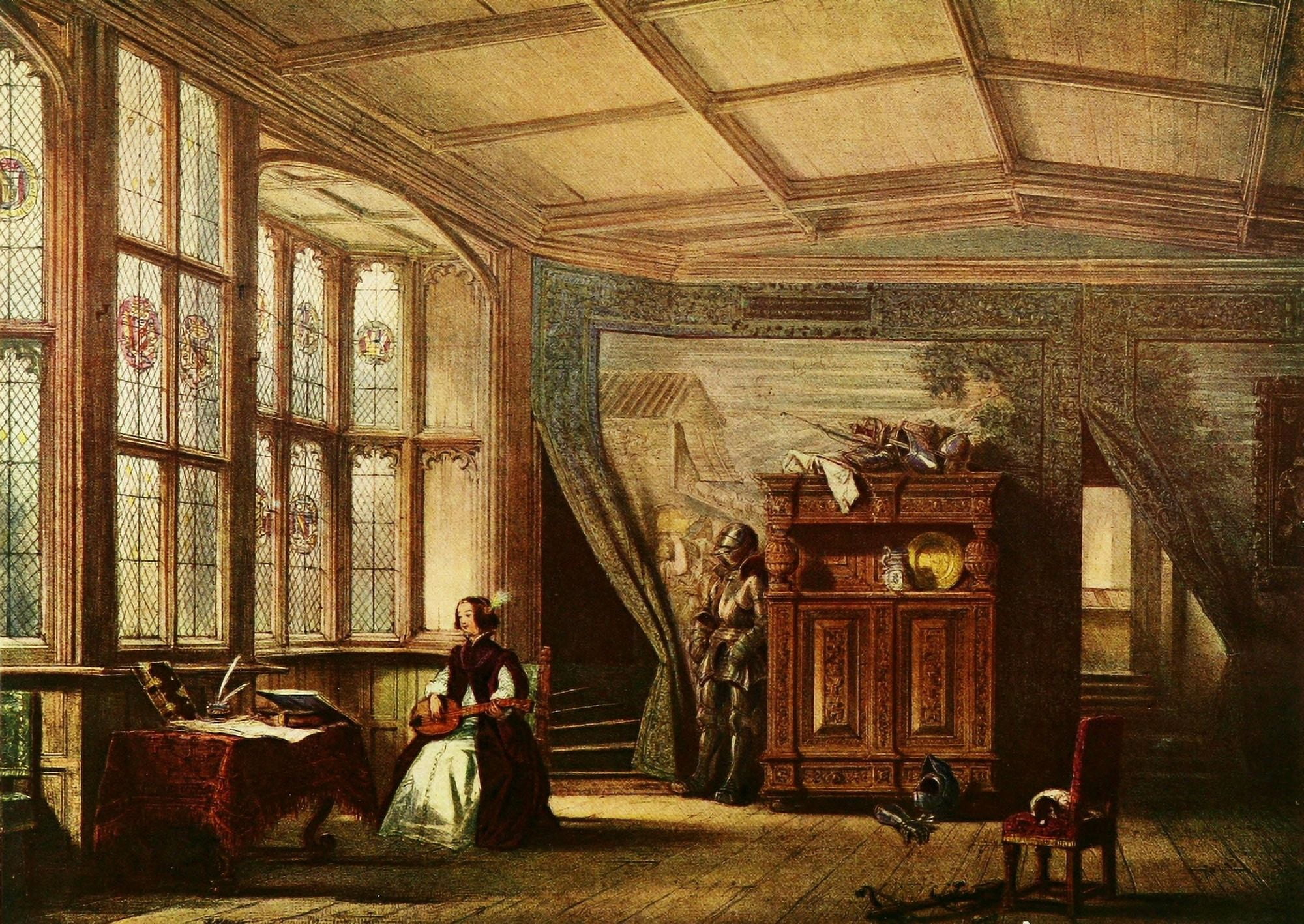 Mansions of England 1912 Knole room to chapel Canvas Art - Joseph Nash (18 x 24)