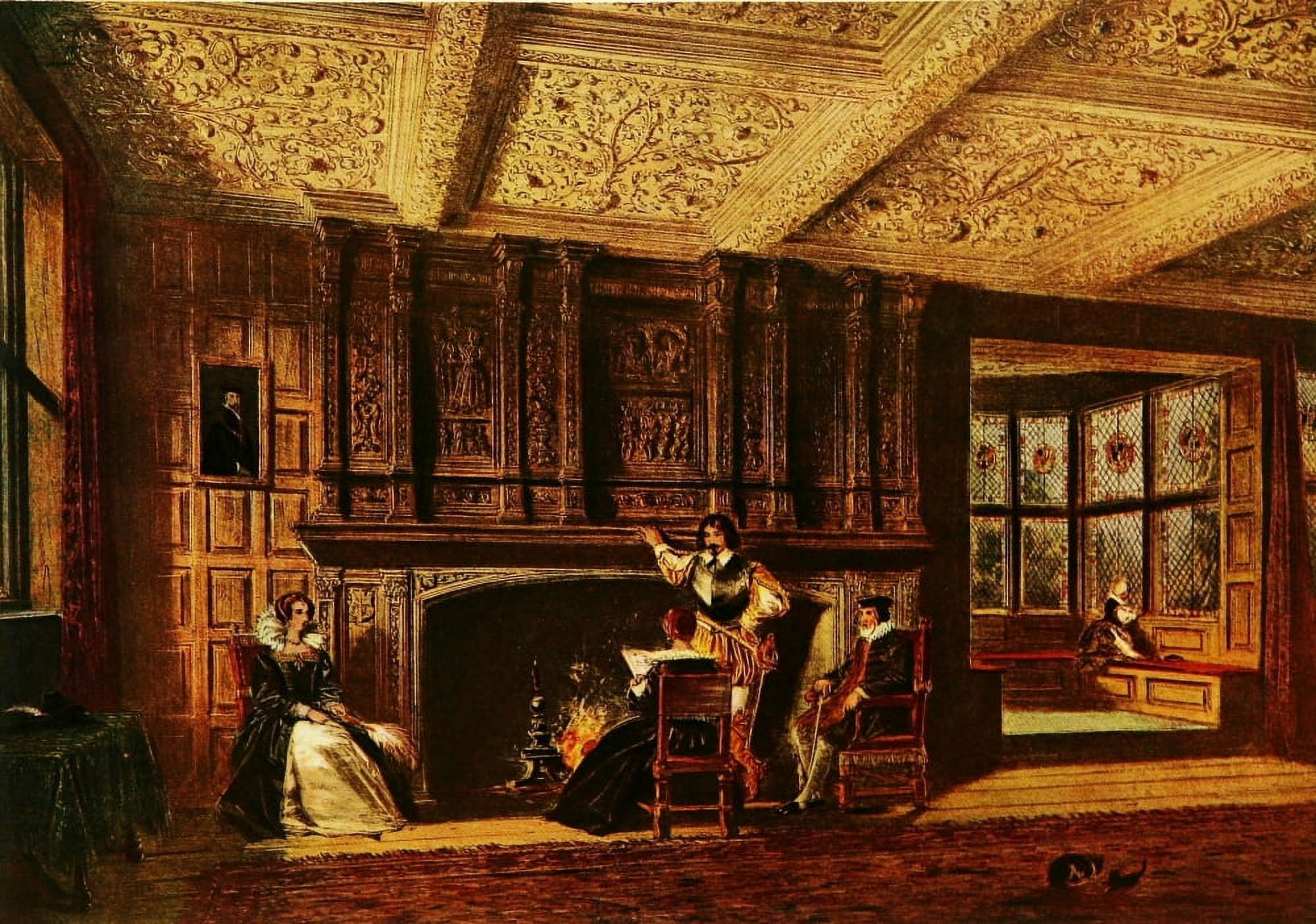 Mansions of England 1912 Speke Hall drawing room Canvas Art - Joseph Nash (24 x 36)