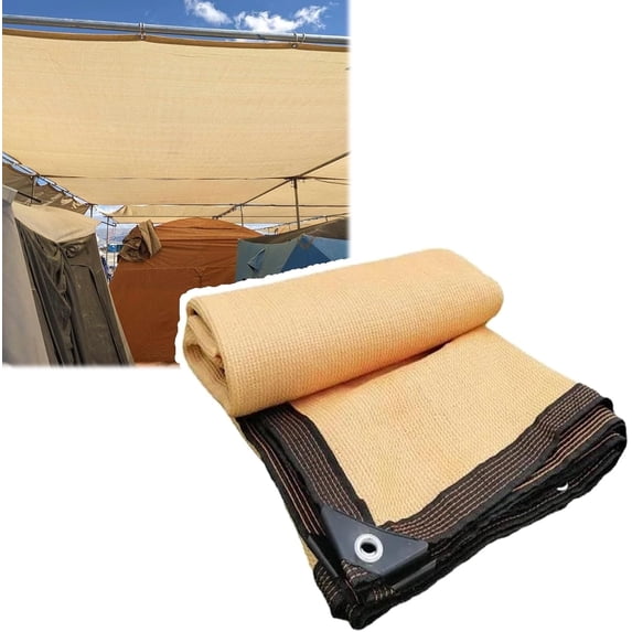 Manss 85% Privacy Screen Shade Fabric Cloth 6.5 x 13 ft, Sun Shade Cloth with Reinforced Grommets for Outdoor Patio Canopy Porch Pergola Cover (Beige)