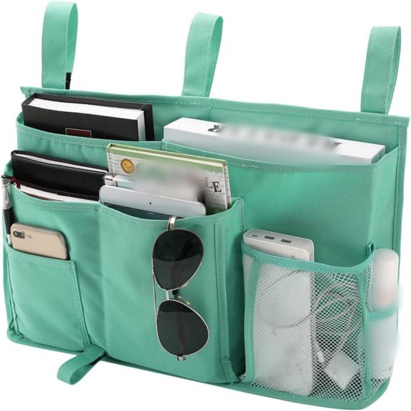 Manss Bedside Caddy,Bunk Bed Organizer, Hanging Storage Bag with 8 Pockets for Dorm Rooms, Hospital Beds,Camping(Green)