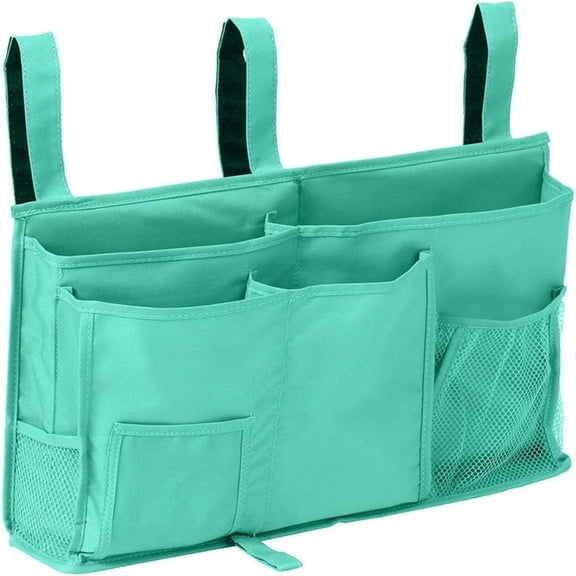 Manss Bunk Bed Organizer, Bedside Storage Caddy, Hanging Pocket for Camp, Dorm Room, Hospital Bed Rail and more (Green)