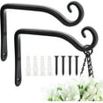 thumbnail image 1 of Manss Outdoor Plant Hanger, 6 Inch Hanging Plant Bracket, Plant Hangers for Outdoor with Screws, 2 Pack, Black, 1 of 8