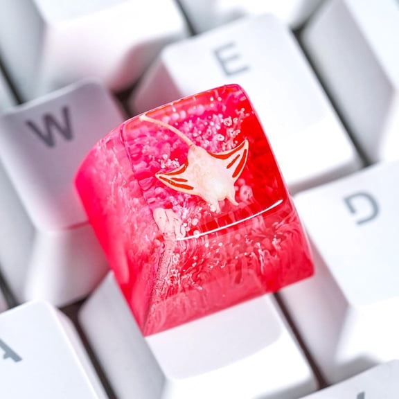Manta Ray Artisan Keycap Reef - 1U ESC, R1 SA Profile Custom Cherry MX Key Cap Mechanical Keyboard, Cool Tech Gifts for Men, Dad, Father, Gamer, Sea Lover