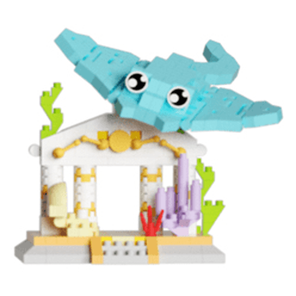 Manta Ray Building Block Kit, Underwater Sea Life Brick Display, 380 Pieces, Building Block Display Building Block Kit