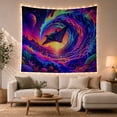 thumbnail image 1 of Manta Ray in a Cosmic Ocean Wave with Purple Planet and Sunset, Mystical Psychedelic for Ocean Lovers, Fantasy Wall Art Decor, Halloween Gift Tapestry Wall Hanging for Bedroom and Dorm, 1 of 7
