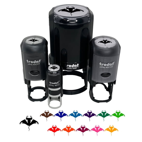Manta Ray Devilfish Sea Ocean Creature Self-Inking Rubber Stamp Ink Stamper - Dry Pad (No Ink) - Mini 1/2 Inch