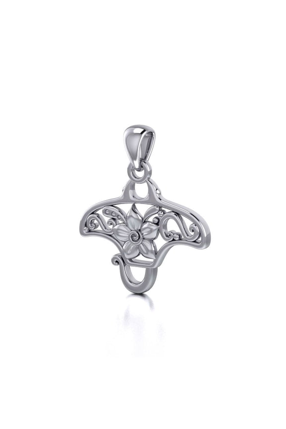 Manta Ray Filigree 925 Sterling Silver Pendant Fine Sea Life Beach Ocean Jewelry