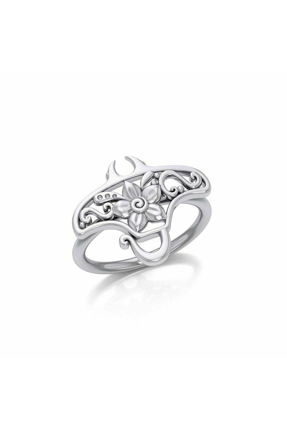 Manta Ray Filigree Ring Stingray 925 Sterling Silver Fine Sea Life Totem Jewelry