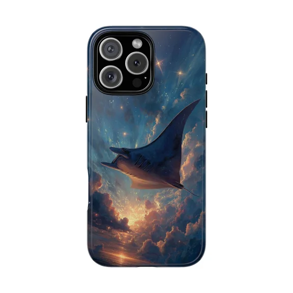Manta Ray Flying in Dreamy Clouds Case for iPhone 11-17 Pro Max