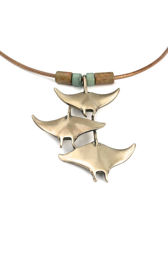 Manta Ray Necklace Antique Bronze- Stingray Jewelry| Manta Ray Pendant | Scuba Diving Jewelry | Ocean Inspired Bronze Jewelry