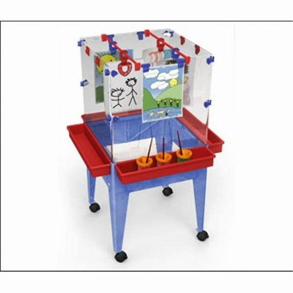 Manta Ray S13870 Youth 4 Station Space Saver Easel with 9 in. deep clear tub