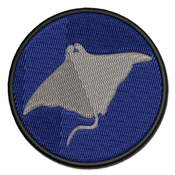 Manta Ray Solid Applique Multi-Color Embroidered Hook & Loop Patch - 3 Inch Medium
