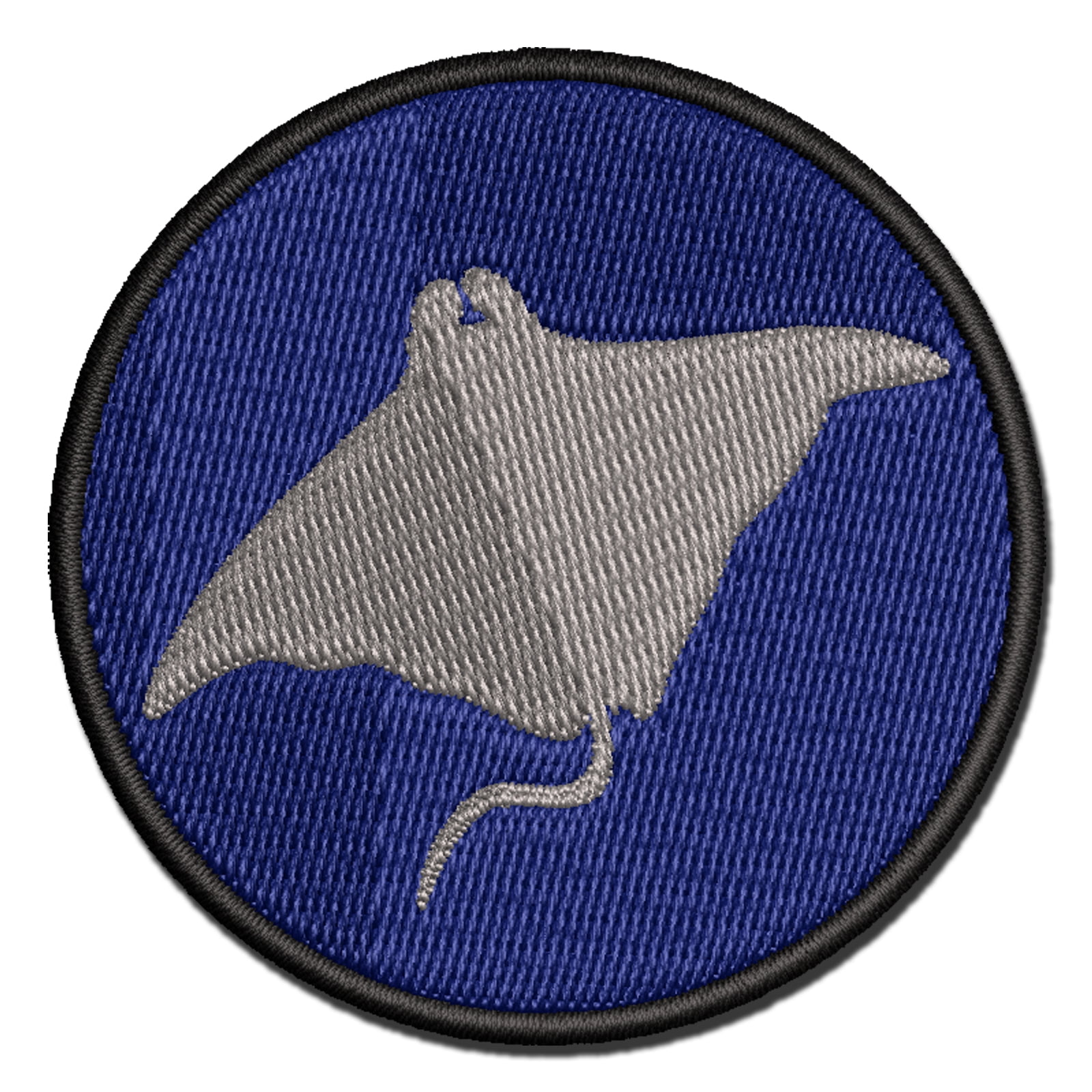 Manta Ray Solid Applique Multi-Color Embroidered Iron-On Patch - 3.5 Inch Large