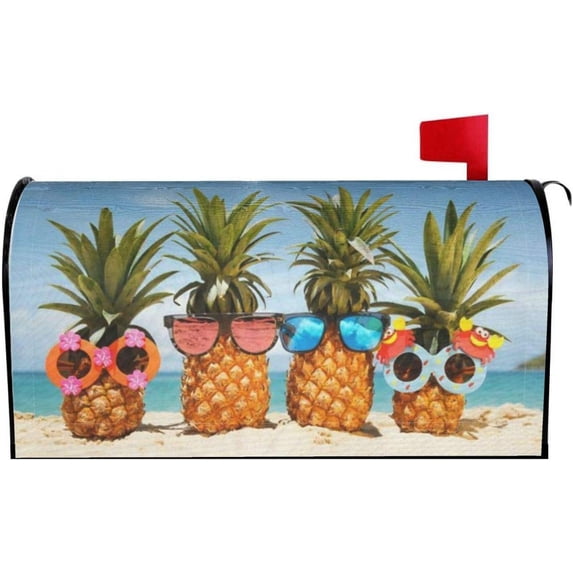 Mantaiyuan Mailbox Cover Funny Tropical Summer Beach Pineapples Mailbox Covers Mail Wraps Post Garden Decor 21x18h