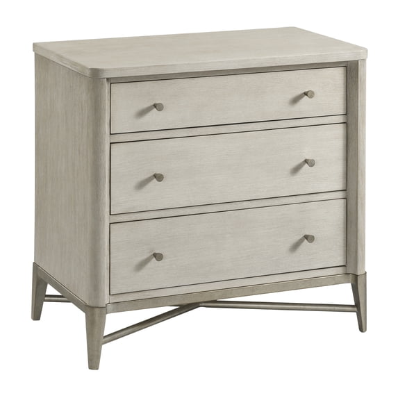 Mantalia Solid Wood 3-Drawer Nightstand with Metal Frame, Champagne