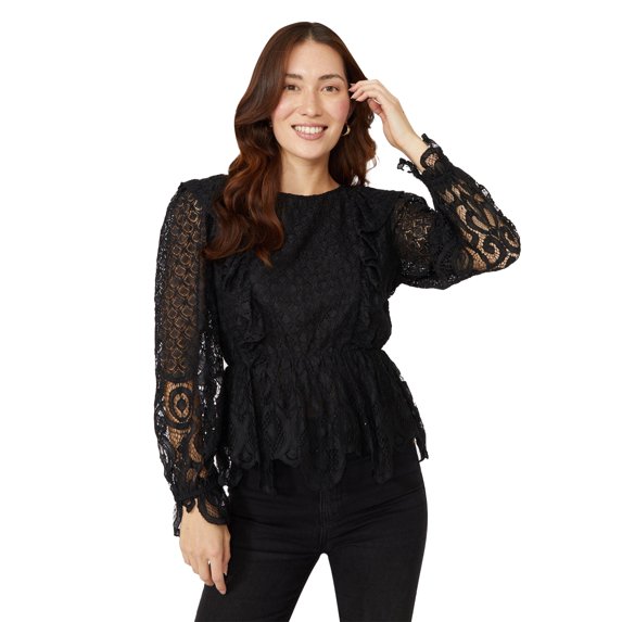 Mantaray Womens Lace Frill Top
