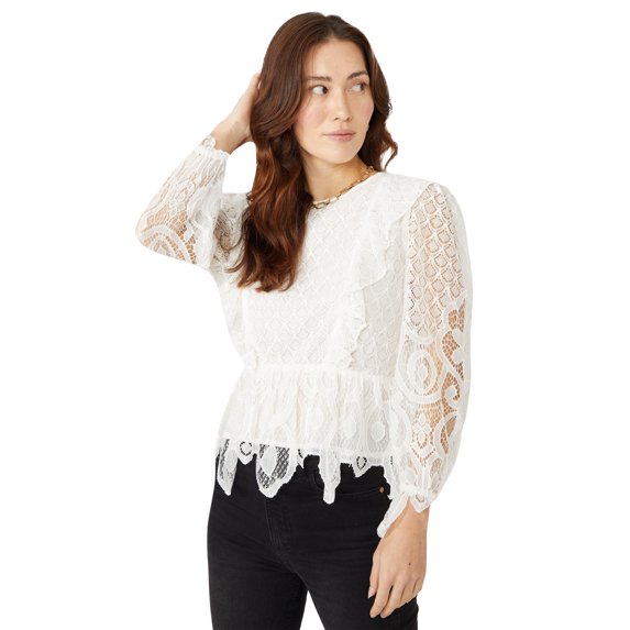 Mantaray Womens Lace Frill Top