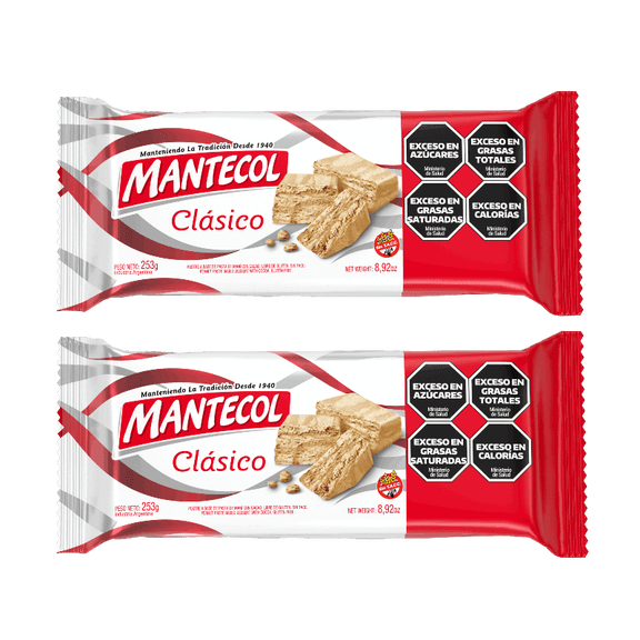 Mantecol Classic Peanut Butter Nougat Candy Bar - Authentic Argentine Import, 253g Value Pack (2 Bars) - Wholesale Bulk Sweet Treat, Gluten-Free Dessert Confection
