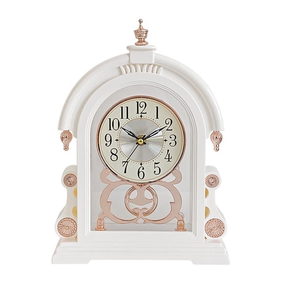 Mantel Clock Battery Operated, Table Clock For Living Room Antique Design, Retro Desk Clocks, Desktop Ornaments for Bedroom Office