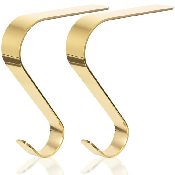 CIMAXIC Golden Iron Xmas Stocking Hanger for Fireplace and Sturdy