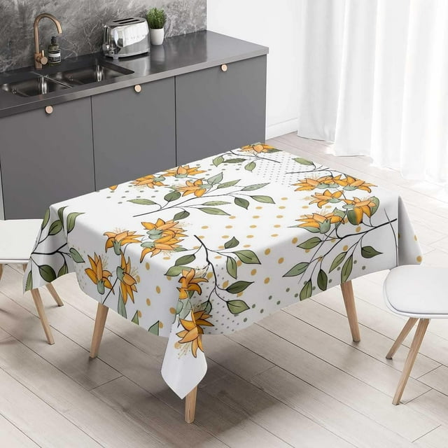 Mantel para Mesa Rectangular Whitefabric Table Cover Tabletop Decoration 54 X 72 Inch