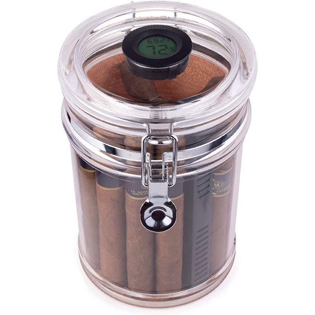 Mantello Cigars Acrylic Humidor Jar Gifts for Men with Digital