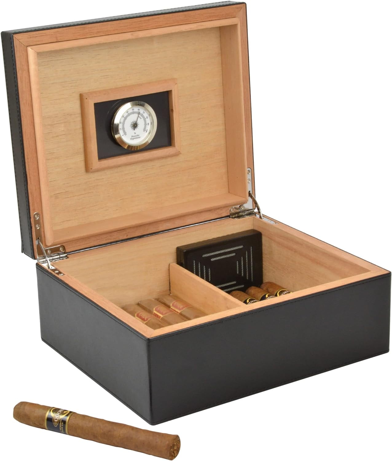 Mantello Cigars Cigar Humidor Case Box with Humidifier and Removable