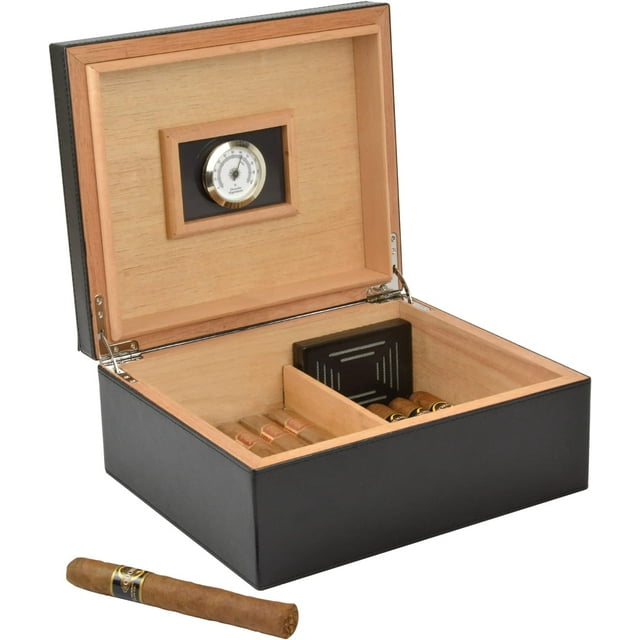 Mantello Cigars Cigar Humidor Case Box with Humidifier and Removable