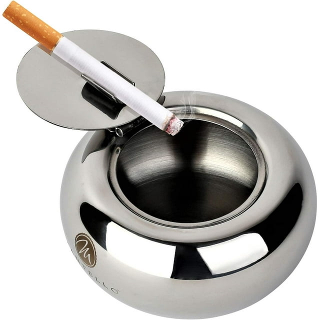 Mantello Cigars Stainless Steel Cigars Ashtray with Lid Smell Proof