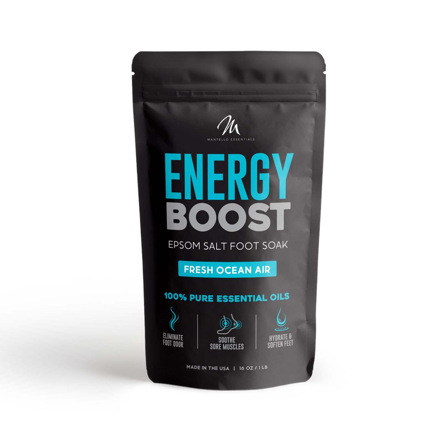 Mantello Ocean Air Foot Soak with Epsom Salt Energy Boost Foot Soaker