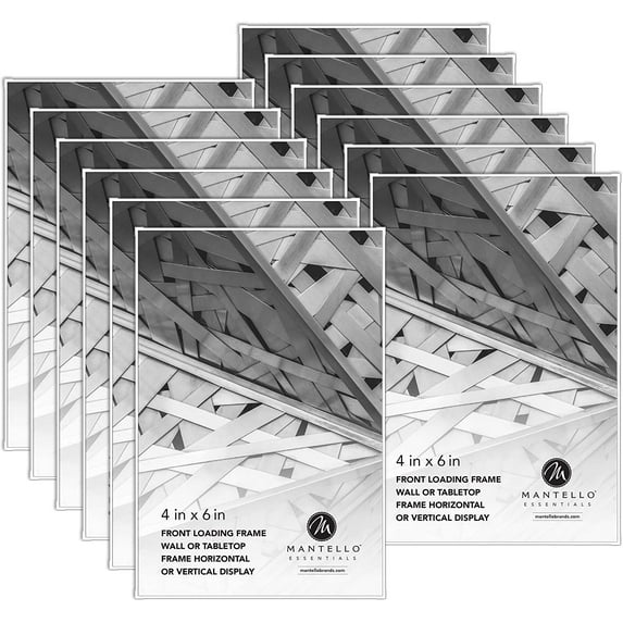 Mantello White 4x6 Set of 12 Picture Frames Front Loading 4 x 6 Frame Set for Photographs, Wall Frames, or Tabletop Frames