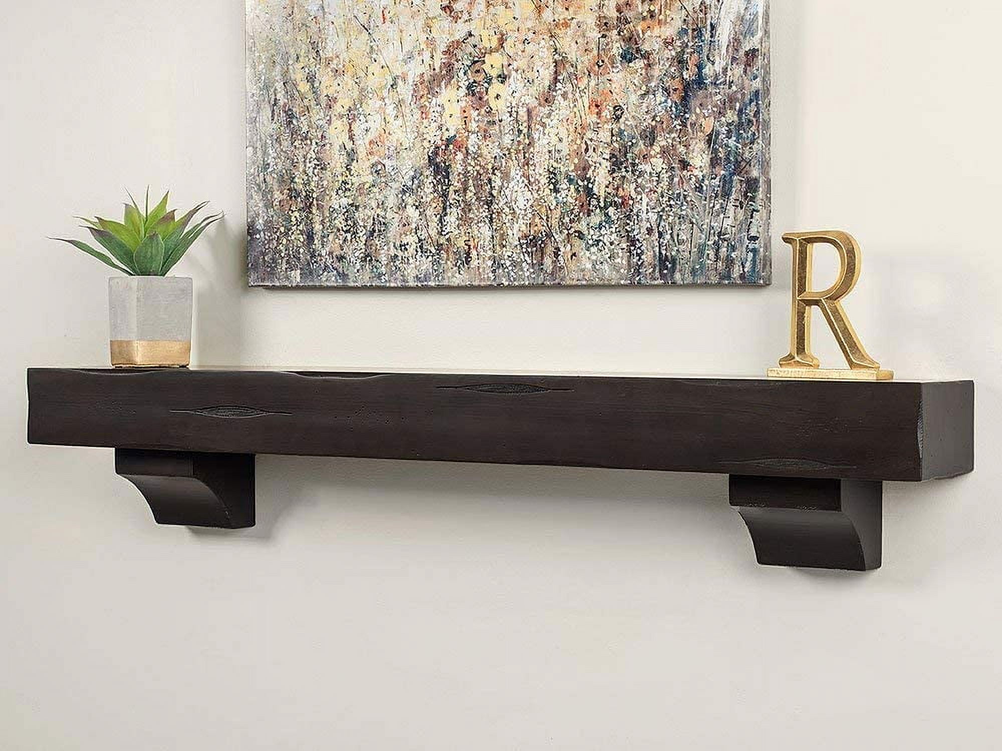 Breckenridge Espresso Rustic 60" Distressed Wood Mantel Shelf